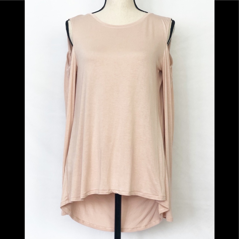 BCBG MAXAZRIA Jinelle Cold Shoulder Bare Pink Blouse M